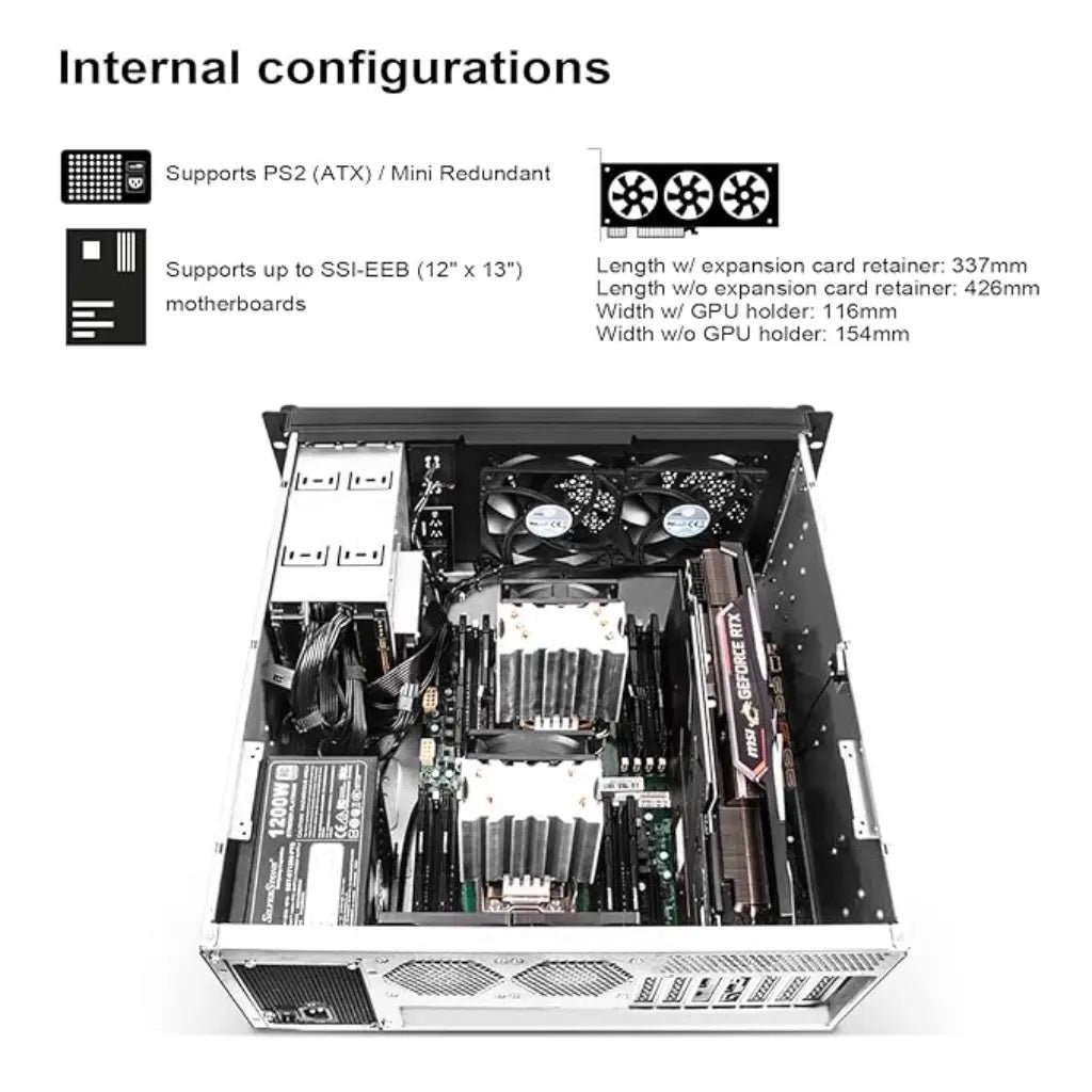 SilverStone RM42-502 4U Rackmount Server Chassis - Liquid Cooling Ready (240mm Support)