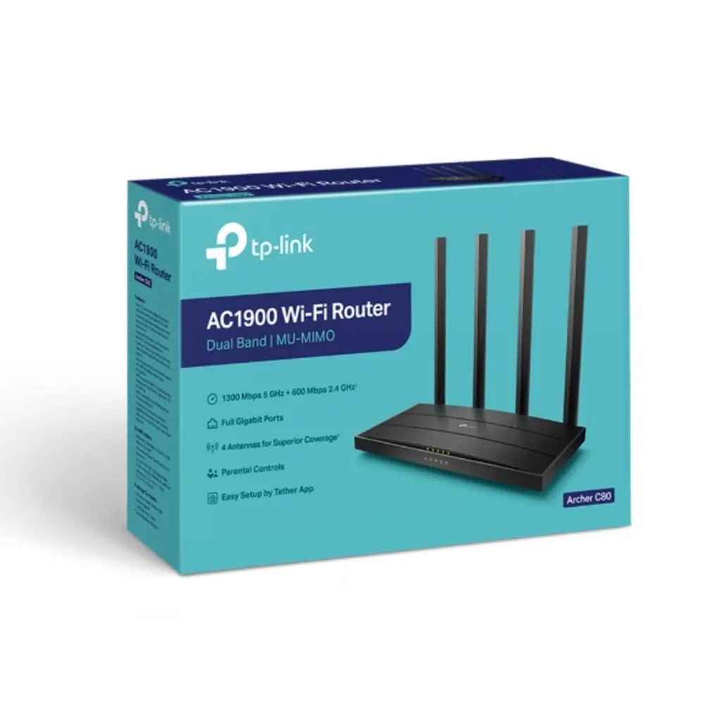 TP-Link Archer C80 AC1900 Dual-Band MU-MIMO Gigabit Wi-Fi Router - High-Speed Wireless Internet Connectivity