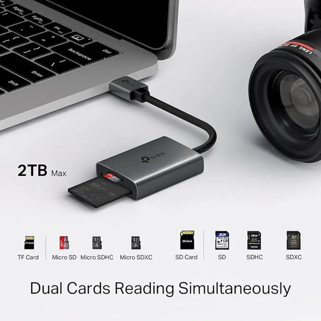 TP-Link UA430 USB 3.0 Type-A Dual Slot SD and microSD Card Reader with 5Gbps High-Speed Data Transfer