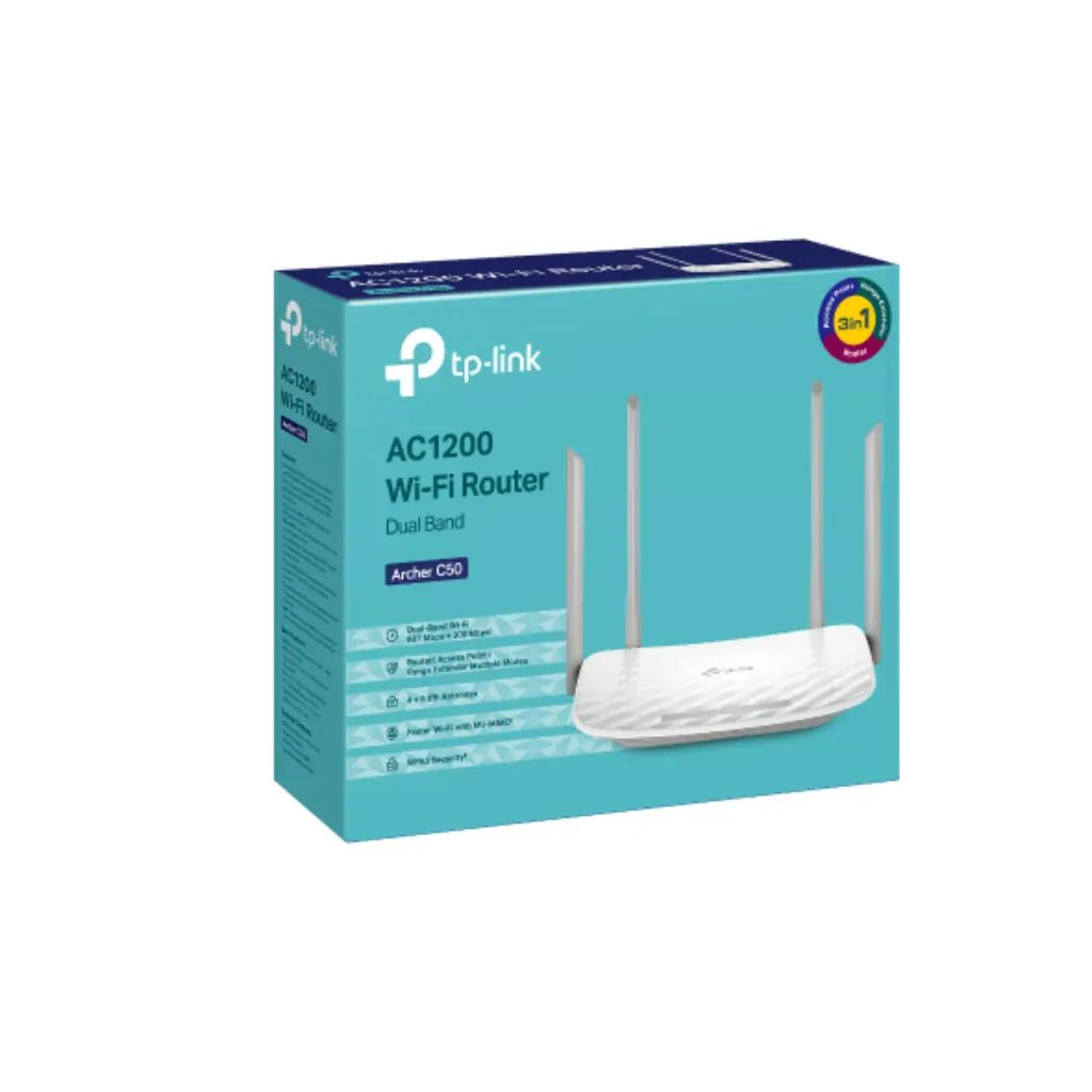 TP-Link Archer C50 V6.20 AC1200 Dual Band Wi-Fi Router with 4 High-Gain External Antennas