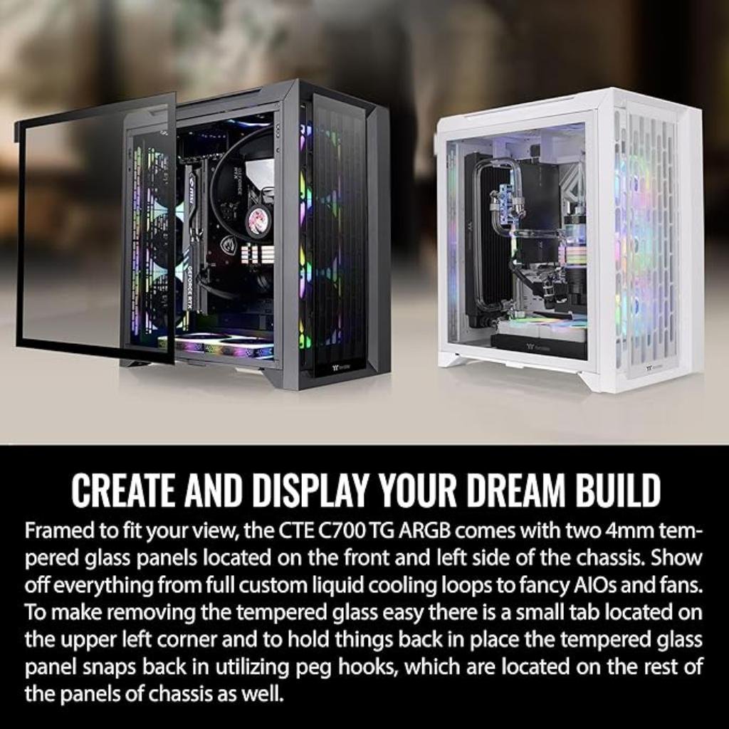 Thermaltake CTE C700 ARGB Snow Mid Tower Computer Case - High Airflow ATX Chassis
