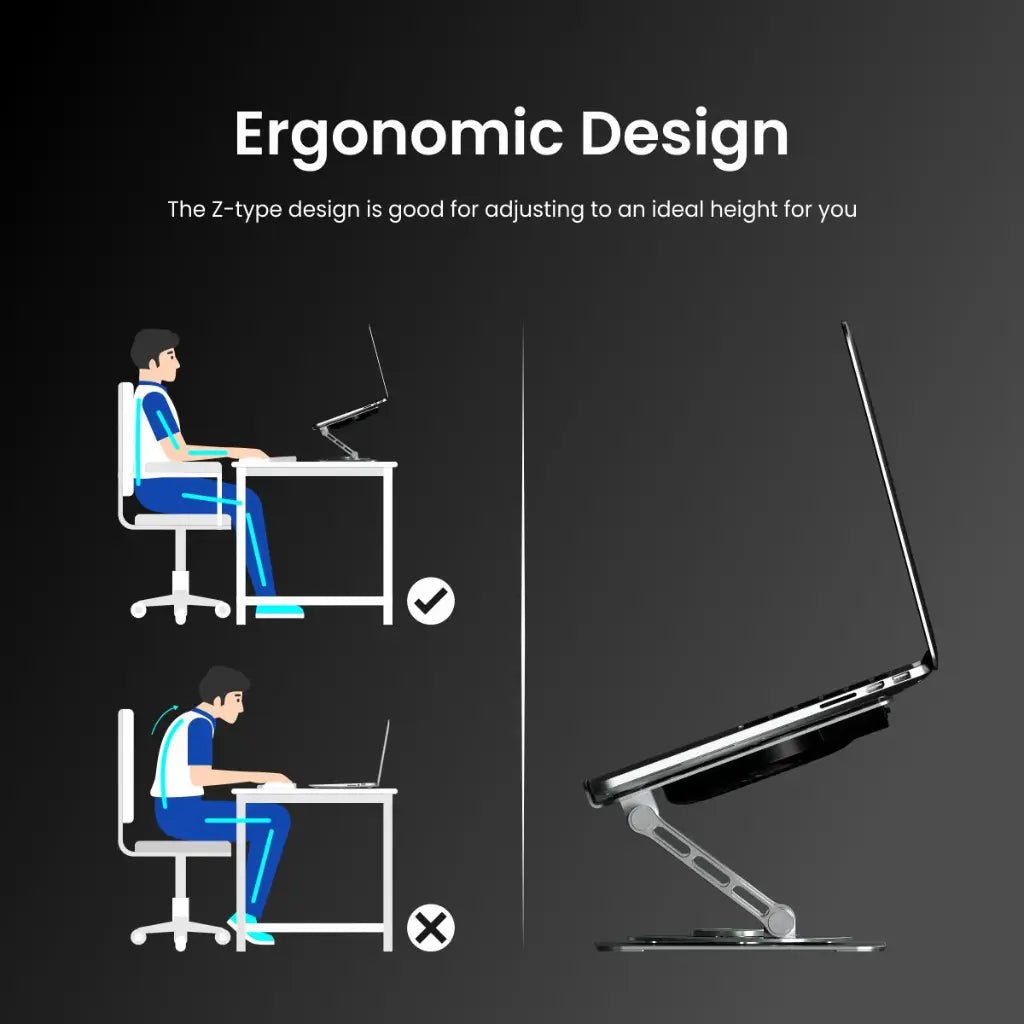 Portronics My Buddy Spinlight POR 2002 Adjustable Laptop Stand with Integrated 1200 RPM Cooling Fan