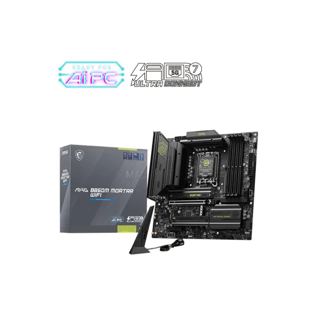 MSI MAG B860M Mortar WiFi 7 Intel B860 LGA1851 Micro-ATX DDR5 Gaming Motherboard