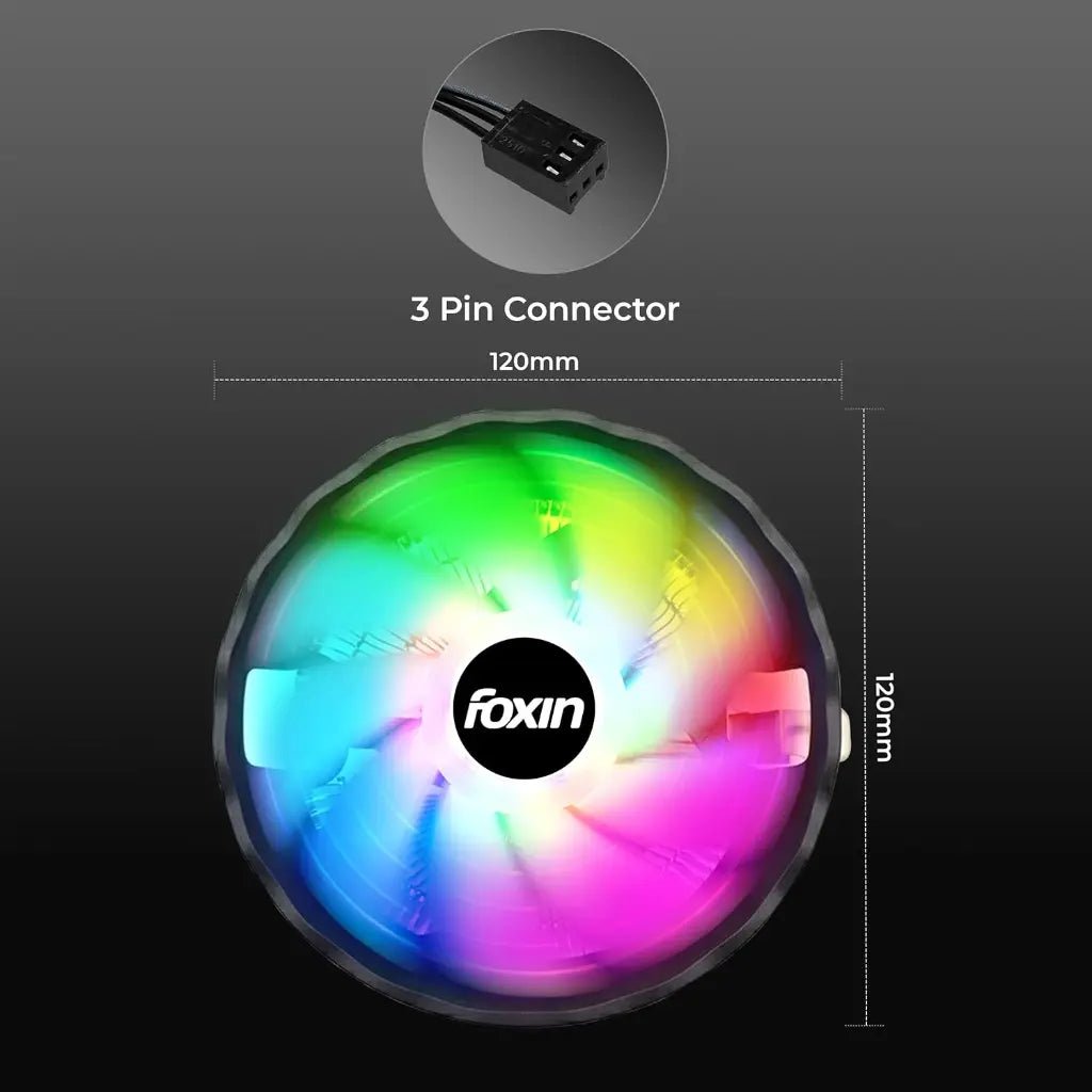 Foxin FCF 002 120mm RGB CPU Cooling Fan with Hydramatic Bearing - High Performance Silent Cooler