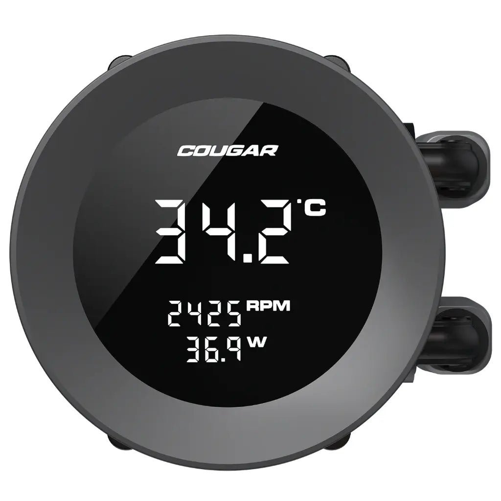 Cougar Poseidon Vistek 240mm ARGB CPU Liquid Cooler with 1.9-Inch Digital Display - Black