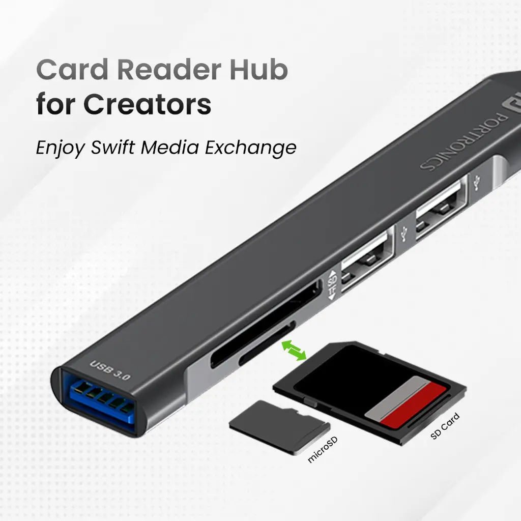 Portronics Mport 31 Plus 5-in-1 USB 3.0 Hub with USB-A and USB-C Ports
