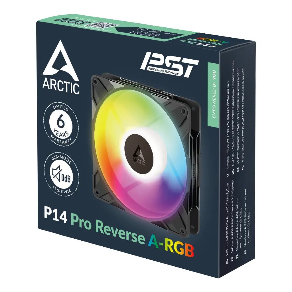 ARCTIC P14 Pro Reverse ARGB 140mm PWM High-Performance Case Cooling Fan - Black