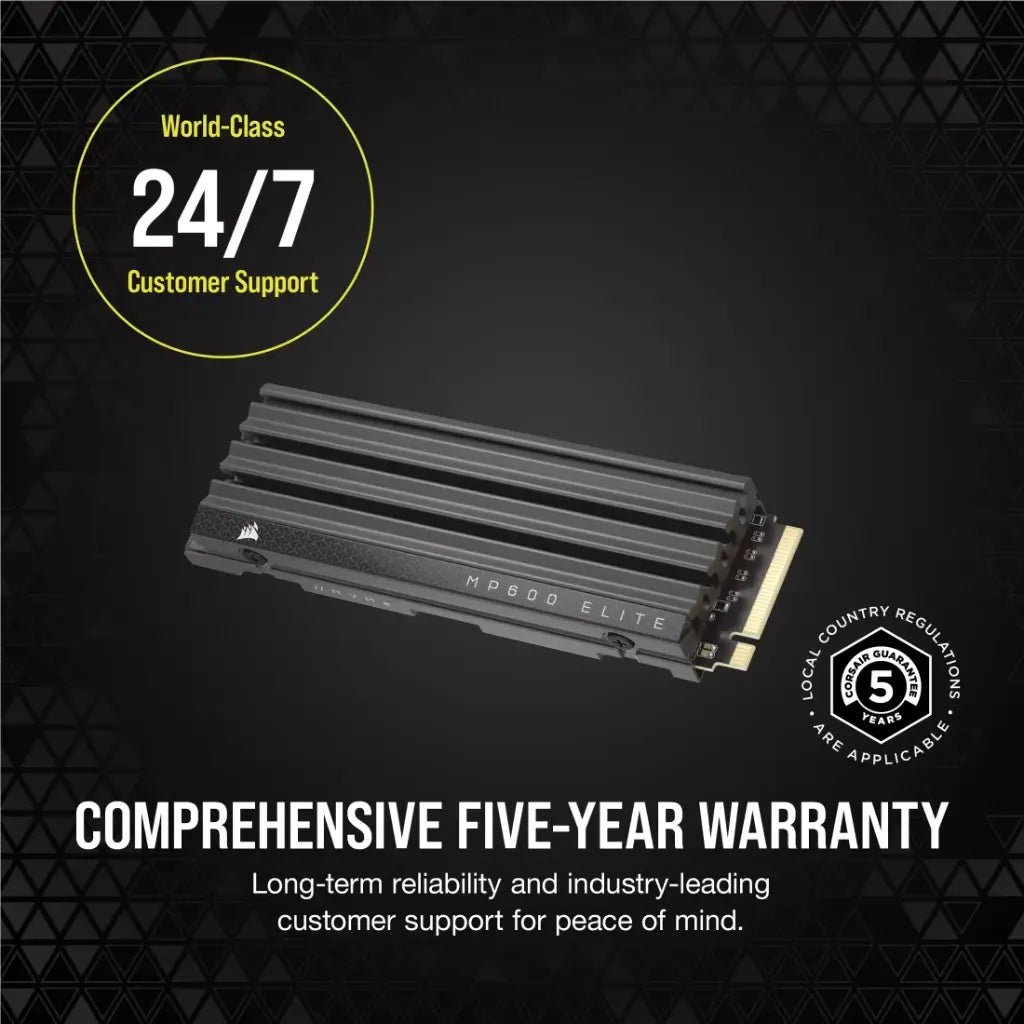 Corsair MP600 Elite 2TB PCIe Gen4 x4 NVMe M.2 Internal SSD with Integrated Heatsink