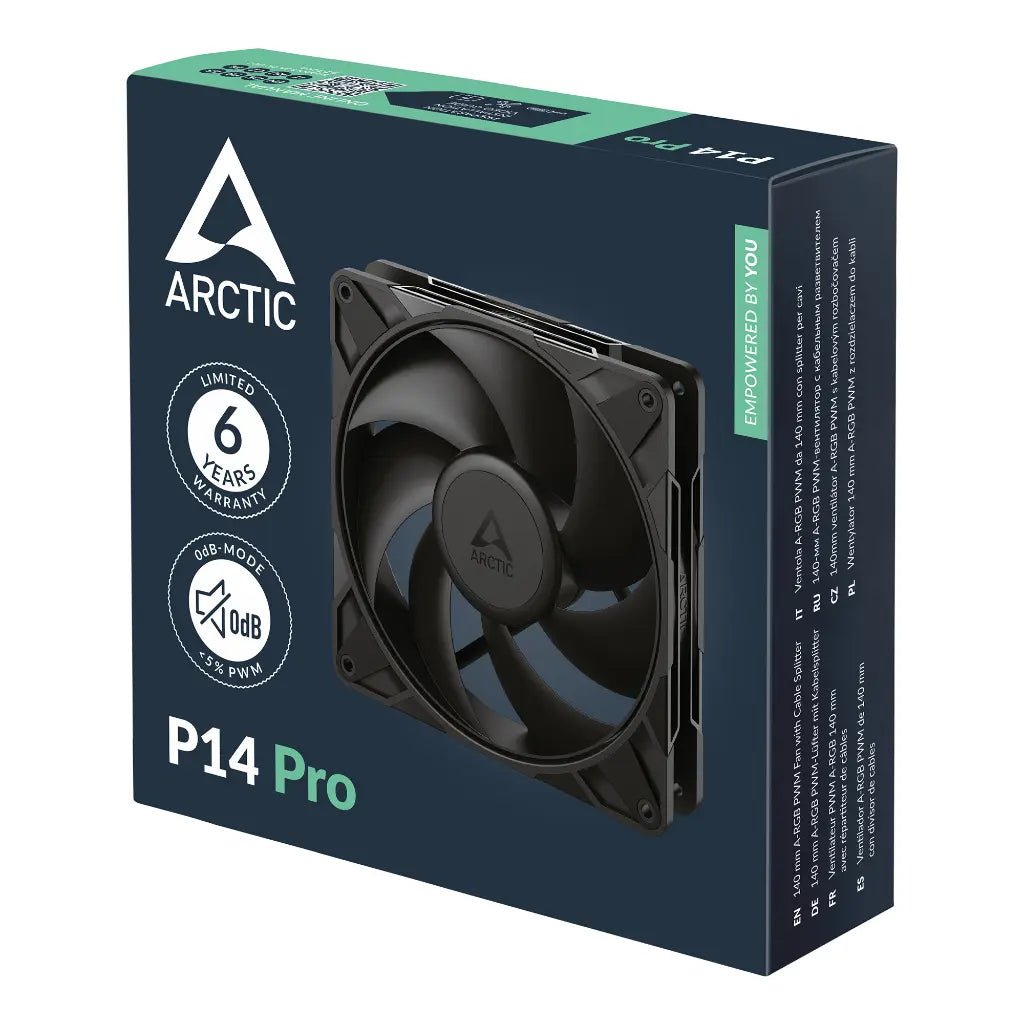 ARCTIC P14 Pro 140mm PWM High Static Pressure Case Fan - 2500 RPM with Fluid Dynamic Bearing