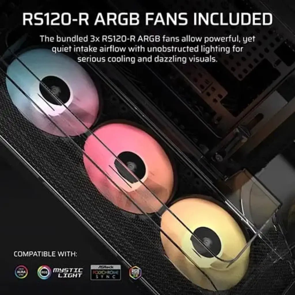 Corsair Crystal Series 5400 RS-R ARGB Triple Chamber Mid-Tower PC Case with Tempered Curved Glass