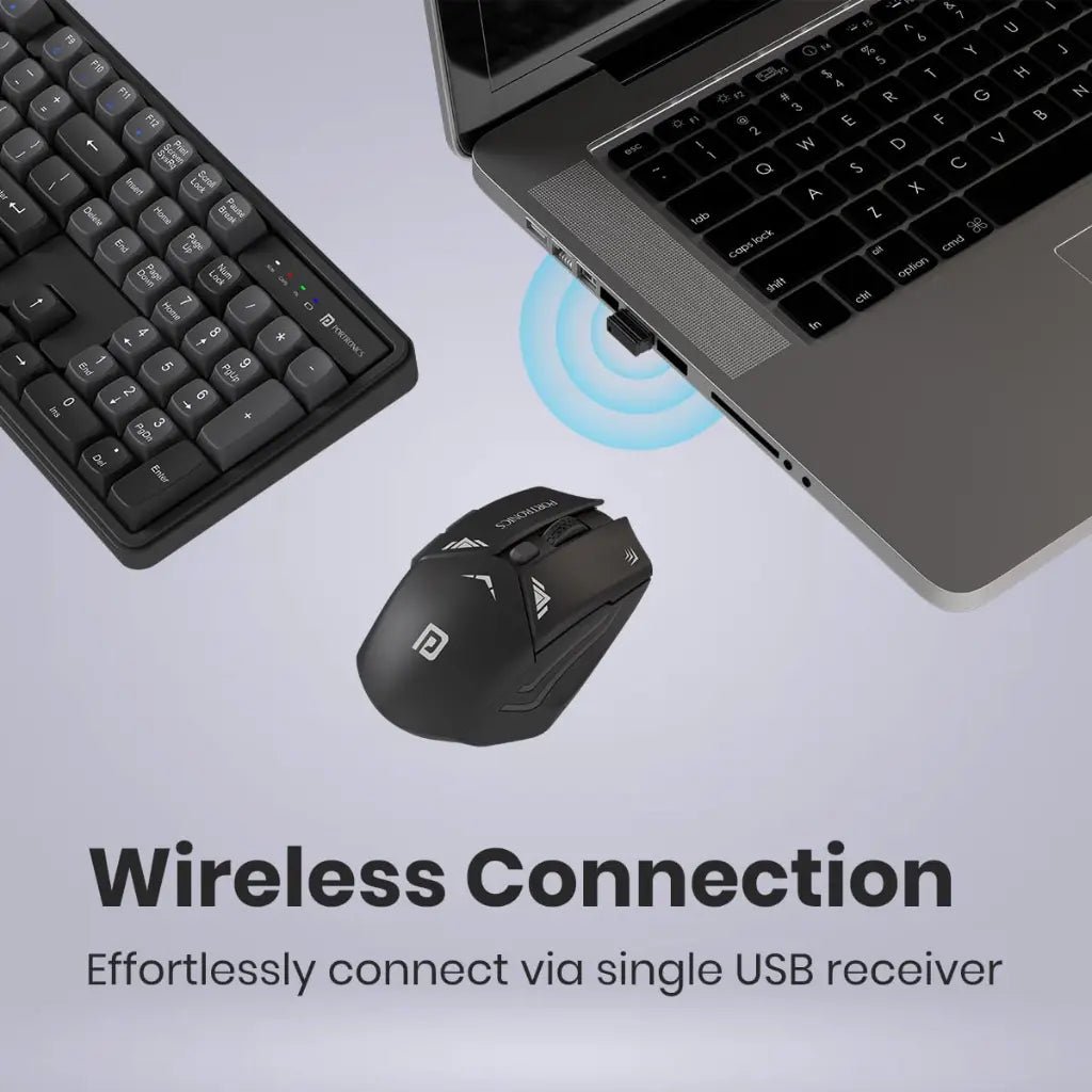 Portronics Key9 Wireless Keyboard and Mouse Combo Set - Grey