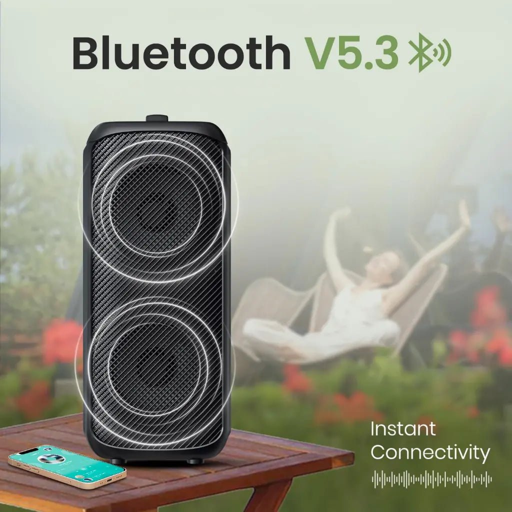 Portronics Rumble POR 2345 25W Bluetooth 5.3 Portable Party Speaker with Wired Microphone and 5-Hour Battery Life