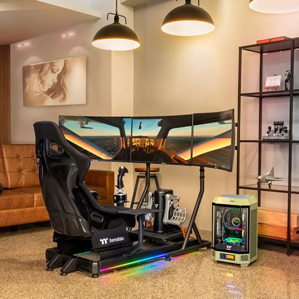 Thermaltake GF500 Flight Simulator Cockpit with RGB Gaming Seat and Black Aluminum Frame