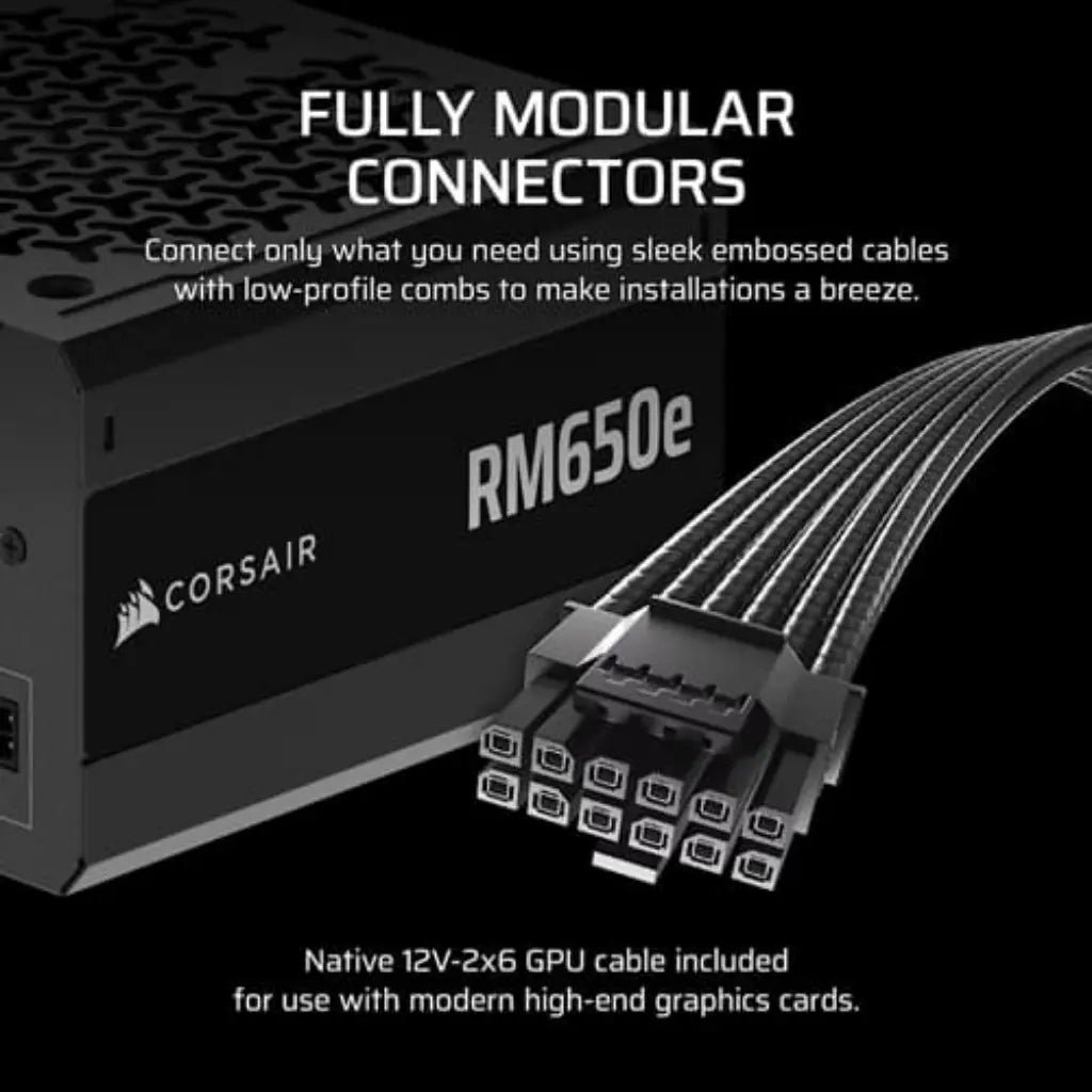 Corsair RMe Series RM650e 650W Fully Modular ATX 3.1 Low-Noise Power Supply Unit (PSU)
