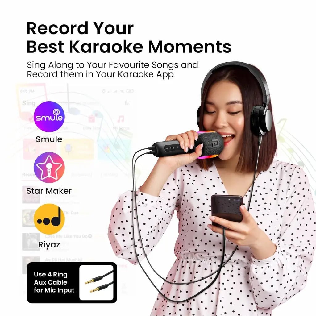 Portronics Dash 2 Wireless Karaoke Microphone with 10W Built-in Speaker (POR 1932)