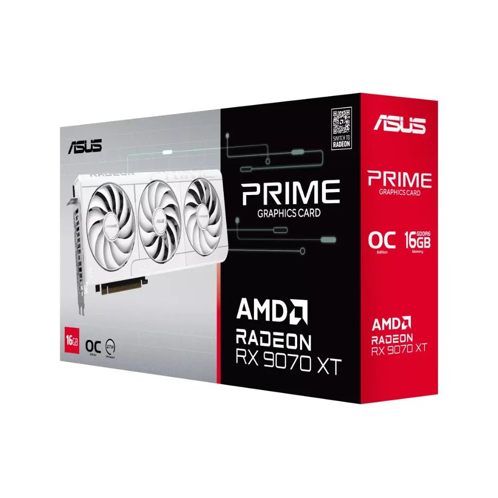ASUS Prime AMD Radeon RX 9070 XT White OC Edition 16GB GDDR6 Graphics Card
