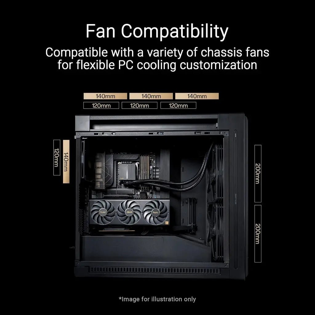 ASUS ProArt PA602 E-ATX Full Tower Computer Case with Tempered Glass and Wood Accents