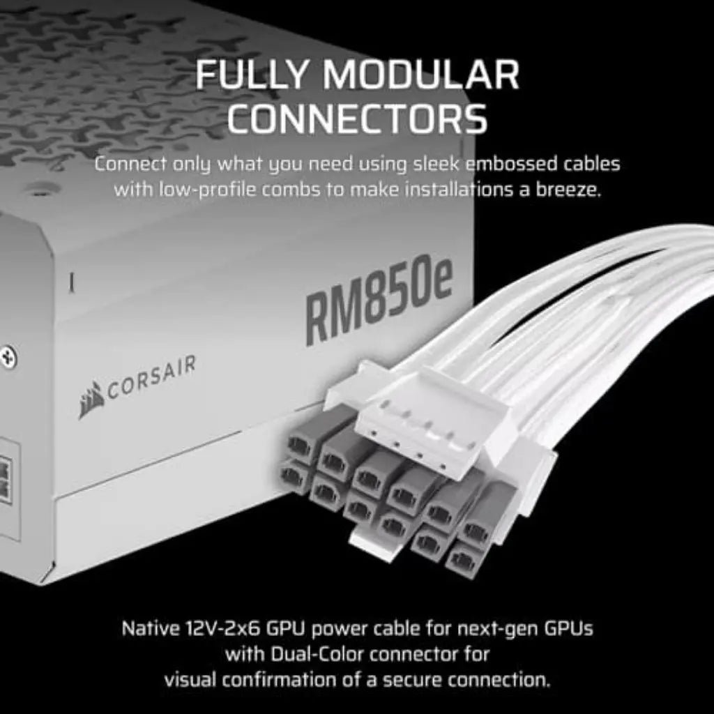 Corsair RMe Series RM850e 850W 80 Plus Gold Certified Fully Modular ATX 3.1 Power Supply - White Edition
