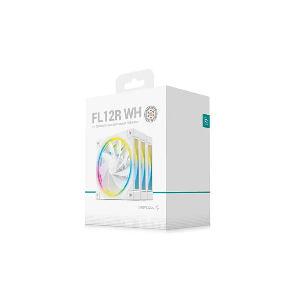DeepCool FL12R WH 120mm ARGB Reverse Blade PWM Case Fan - 3-Pack White