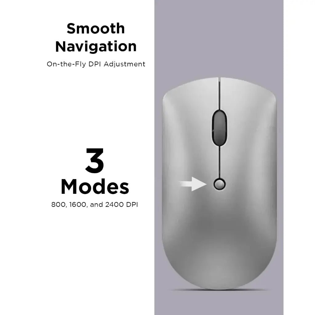 Lenovo 600 Bluetooth Silent Mouse with Dual Device Connectivity and Silent Clicks - Iron Grey