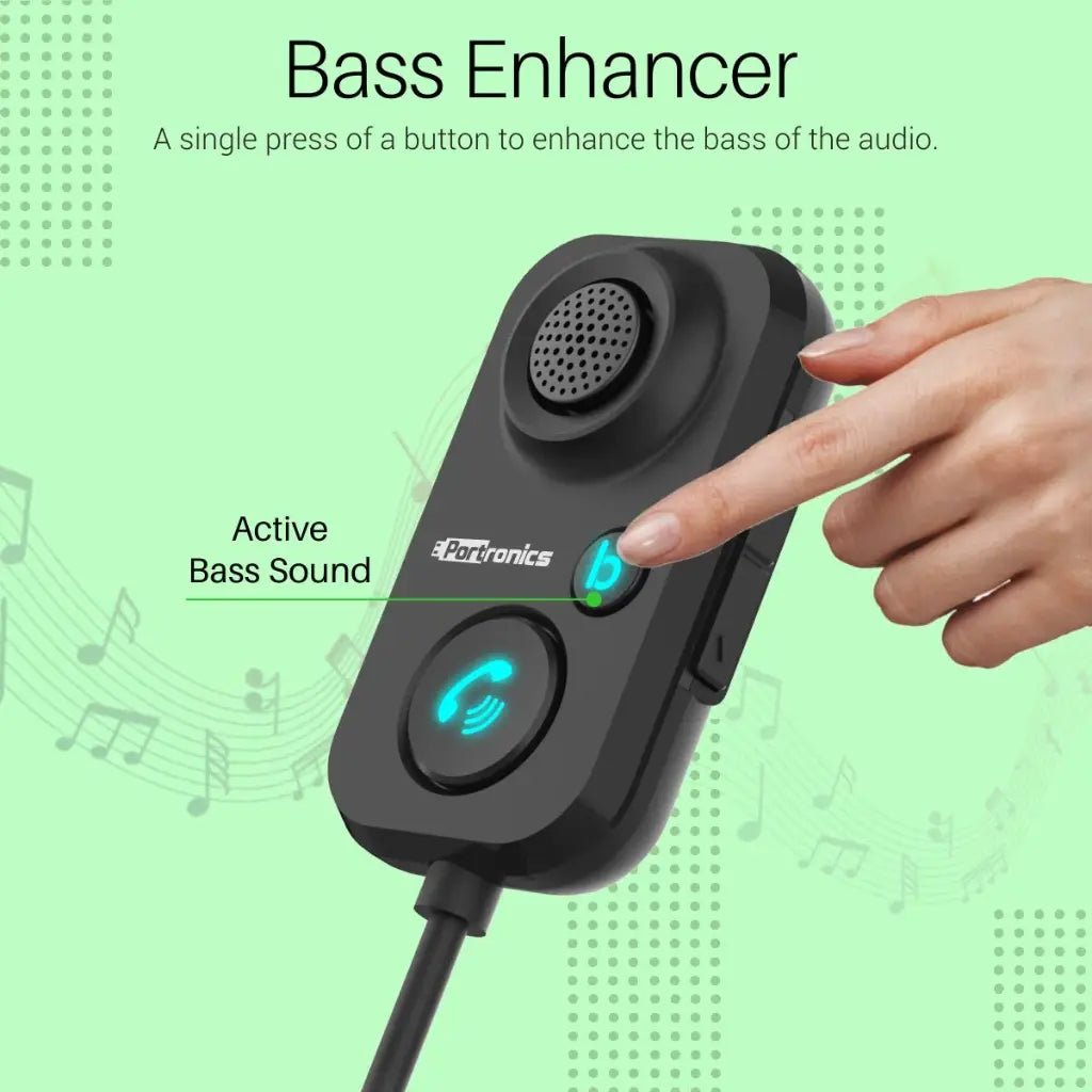 Portronics Auto 12 POR 1195 In-Car Bluetooth 5.1 Receiver with Hands-Free Calling and Noise Cancellation