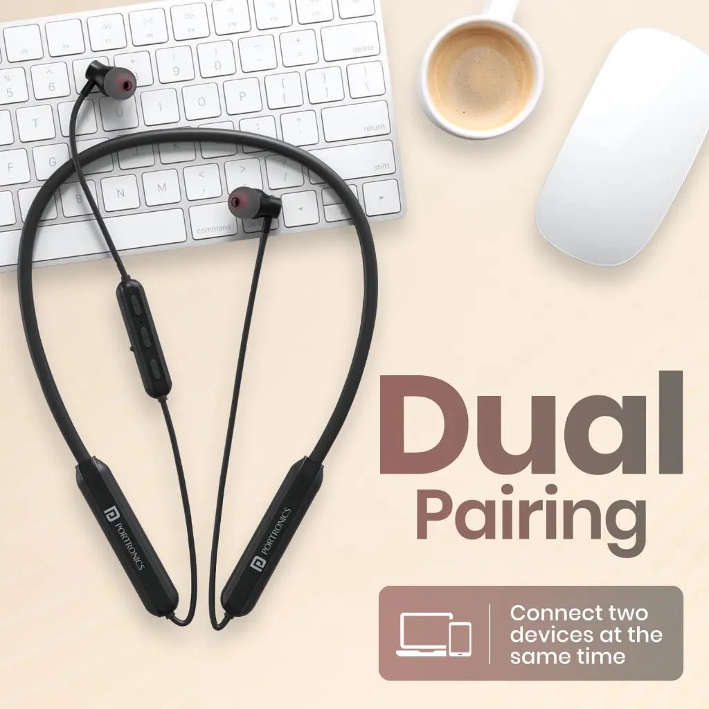 Portronics Harmonics Y2 (POR 3109) Wireless Bluetooth 5.3 In-Ear Neckband Earphones with 70 Hours Playtime