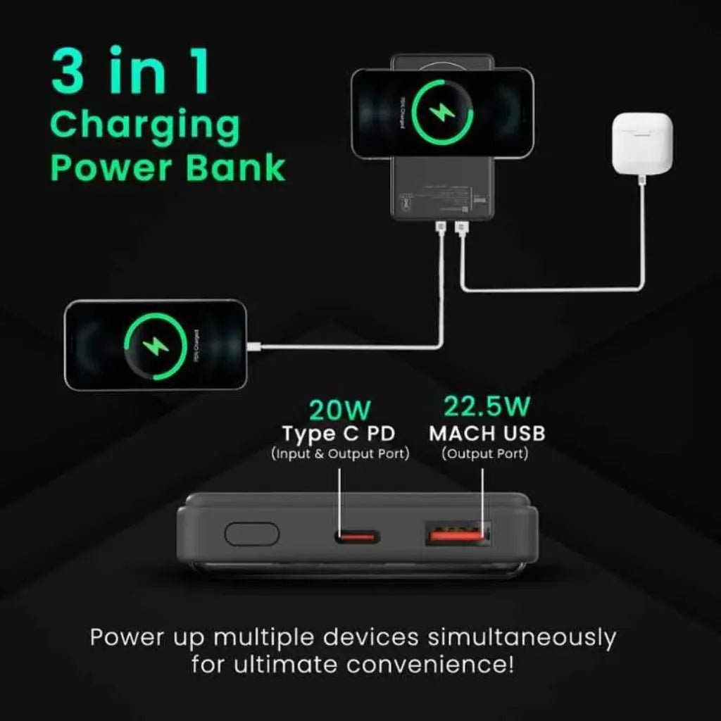 Portronics Luxcell Wireless Mini 10K (POR 2178) 10000mAh Portable Power Bank with Wireless Charging