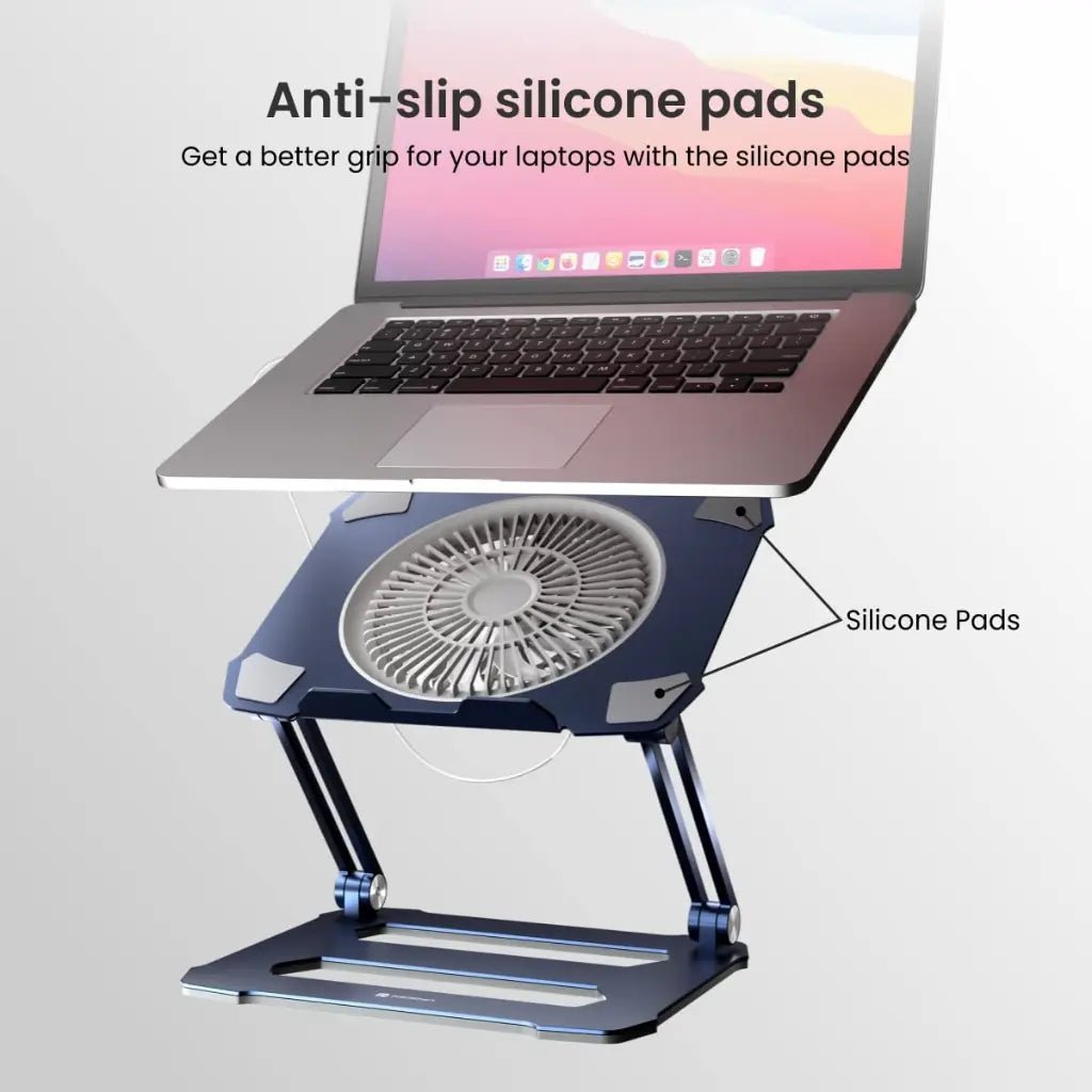Portronics My Buddy K10 Adjustable Laptop Stand with Integrated Cooling Fan and Ergonomic Design