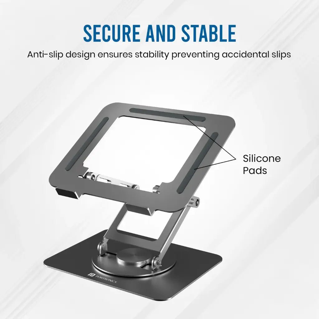 Portronics My Buddy K11 Pro Ergonomic Laptop Stand with Adjustable Height and 360-Degree Rotation