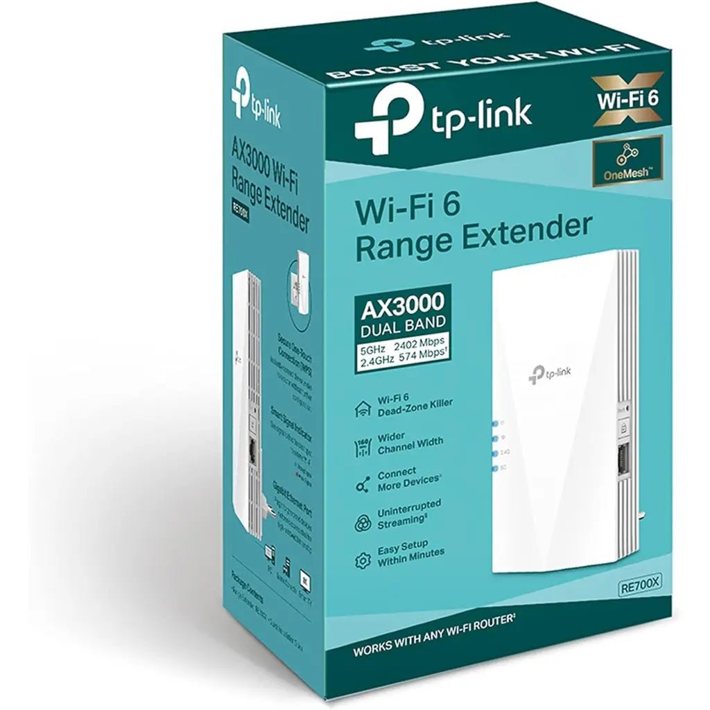 TP-Link RE700X AX3000 WiFi 6 Dual Band Mesh Range Extender and Signal Booster