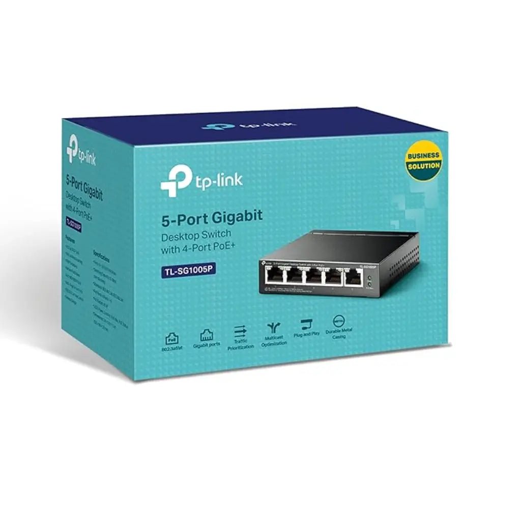 TP-Link TL-SG1005P 5-Port Gigabit Ethernet Desktop Switch with 4 PoE+ Ports (65W Power Budget)