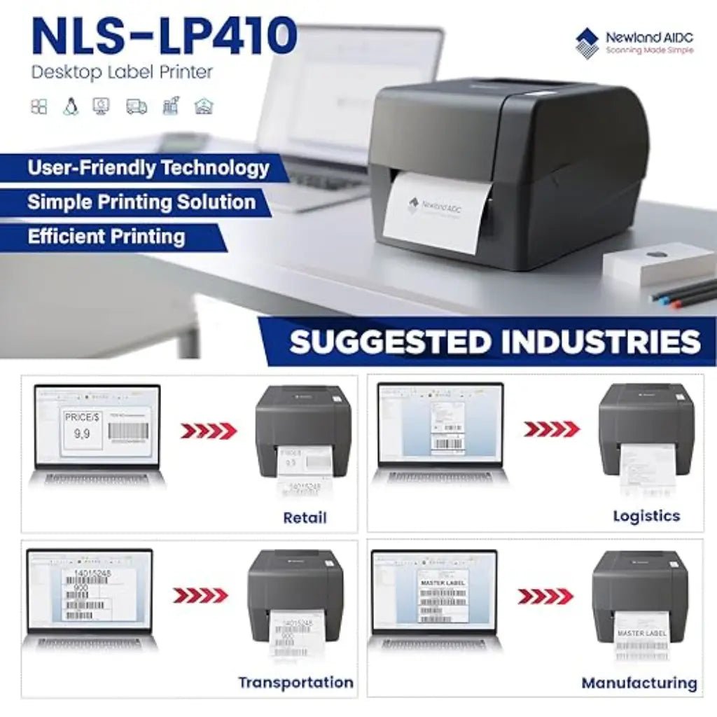 Newland NLS-LP410-IN 4-Inch Desktop Thermal Barcode and Shipping Label Printer