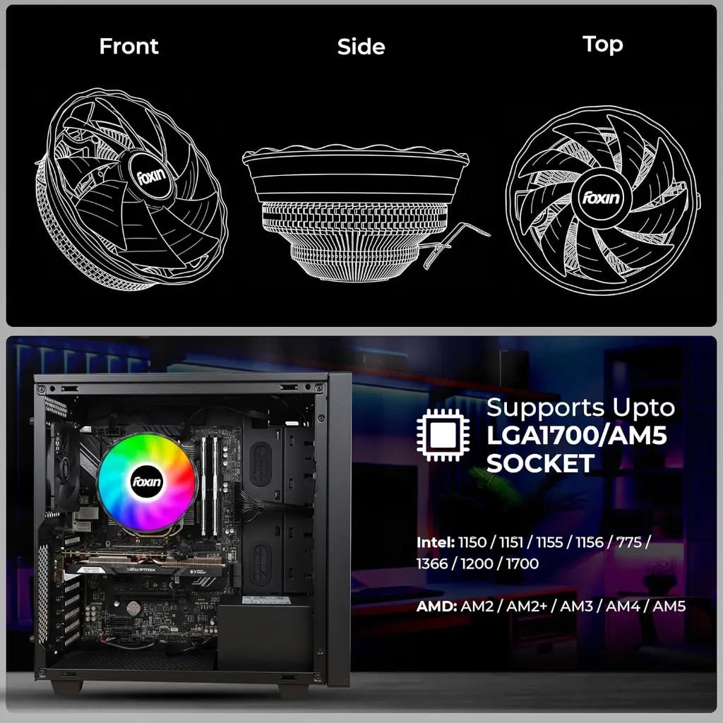 Foxin FCF 002 120mm RGB CPU Cooling Fan with Hydramatic Bearing - High Performance Silent Cooler