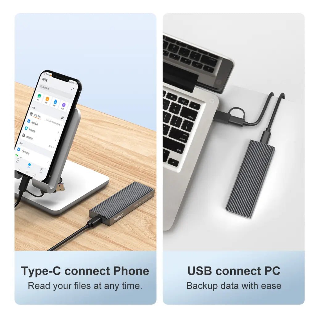 MAIWO K1691 USB-C 3.1 Gen2 Tool-Free M.2 NVMe and SATA SSD External Enclosure Adapter