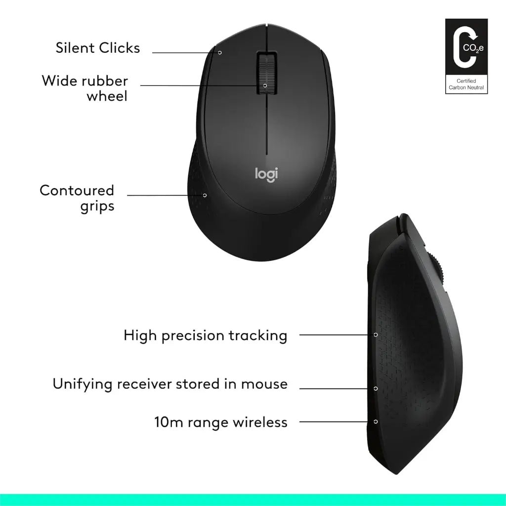 Logitech M331 Silent Plus 2.4GHz Wireless Optical Mouse with USB Nano Receiver