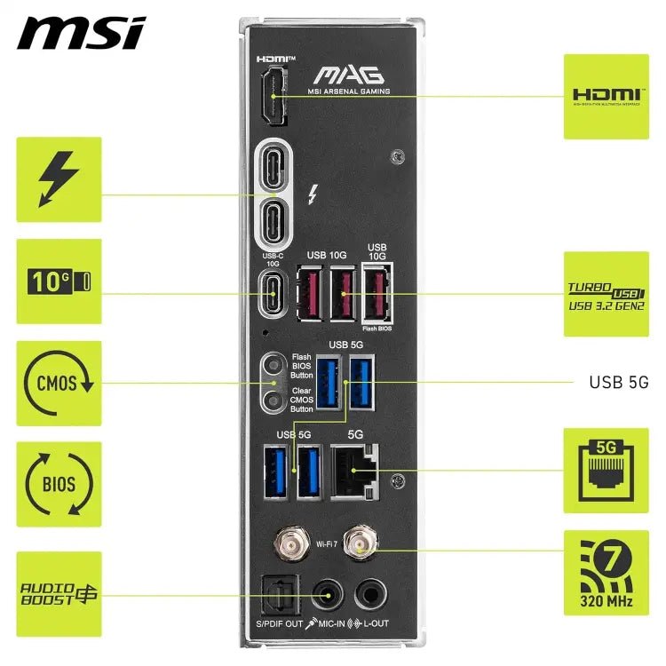 MSI MAG Z890 Tomahawk WiFi Intel LGA 1851 DDR5 PCIe 5.0 ATX Gaming Motherboard