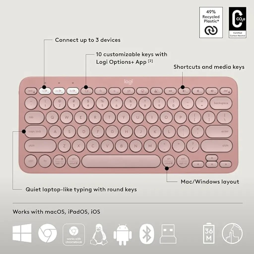 Logitech Pebble 2 Wireless Bluetooth Keyboard and Mouse Combo with Logi Bolt Receiver