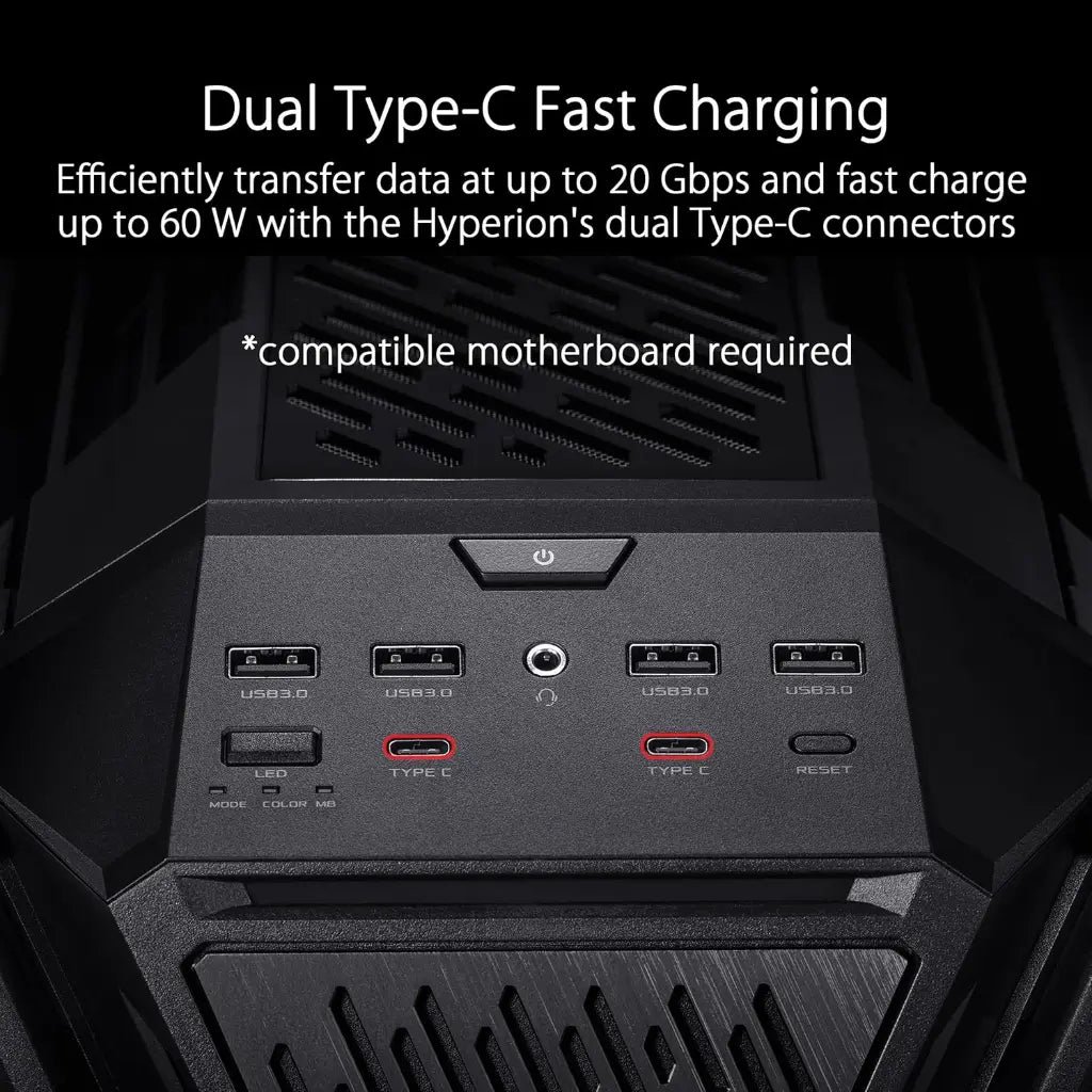 ASUS ROG Hyperion GR701 E-ATX Full Tower Gaming Case with Tempered Glass Panels - Black