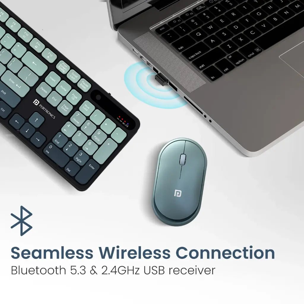 Portronics Key11 Wireless Keyboard and Mouse Combo - Ergonomic Grey Design