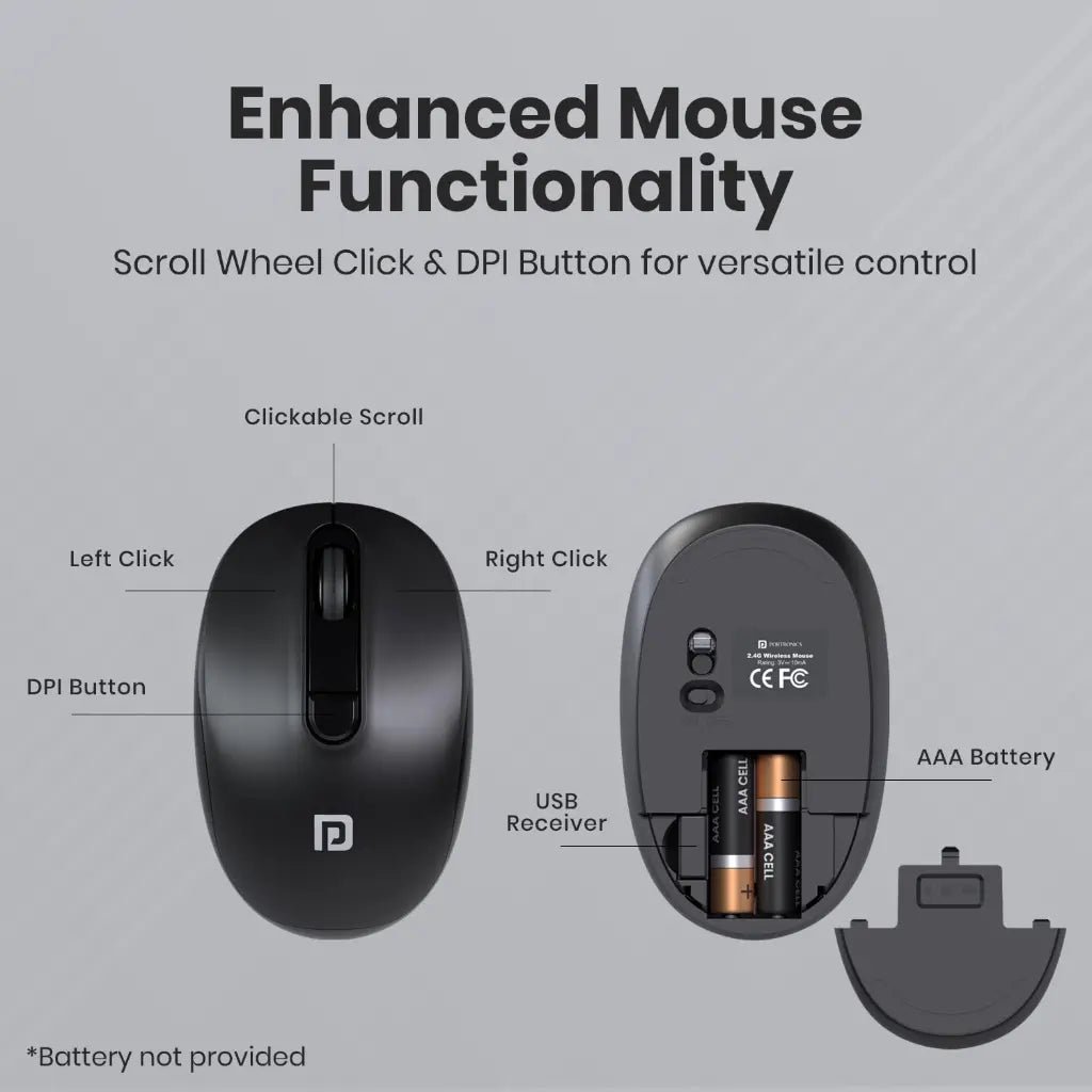 Portronics Key8 Combo POR 2400 Wireless Keyboard and Mouse Set with Adjustable DPI