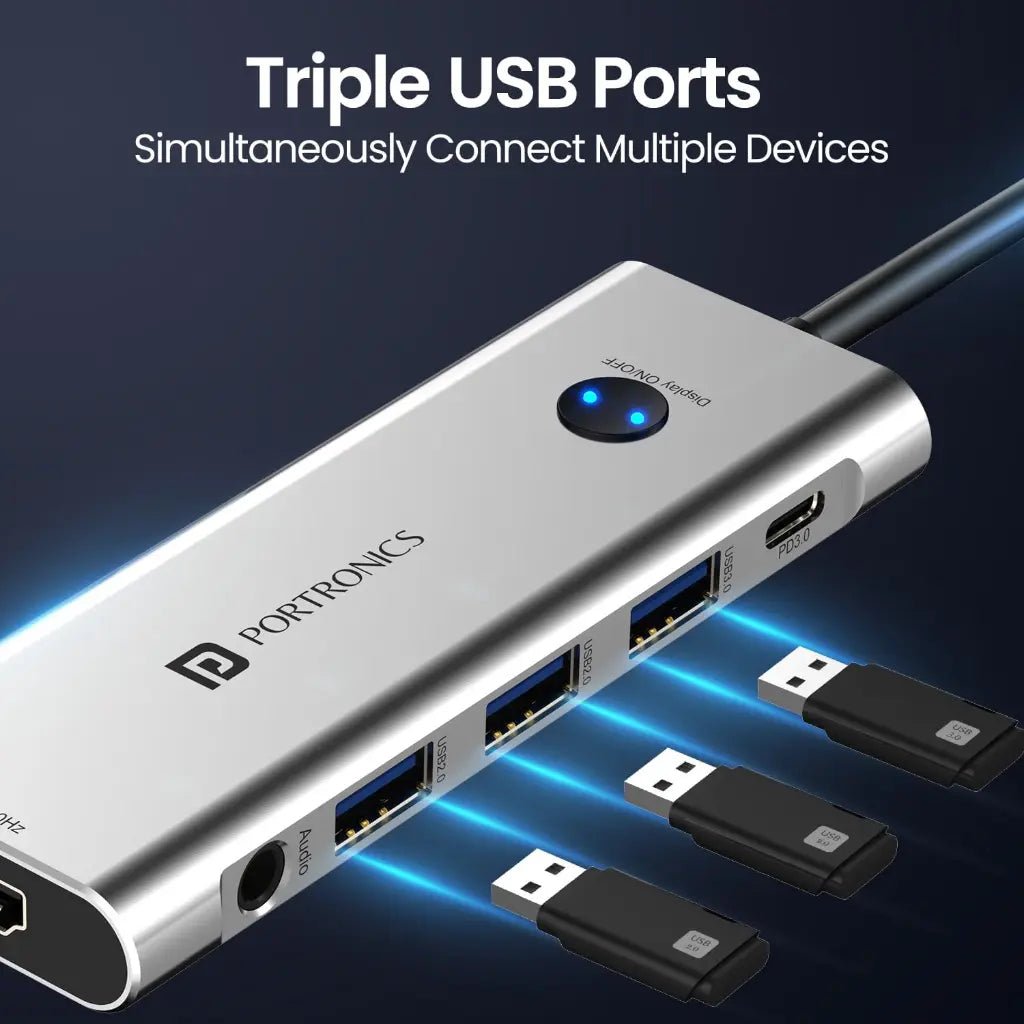 Portronics Mport One (POR 2349) 9-in-1 USB-C Hub with 4K 60Hz HDMI Output