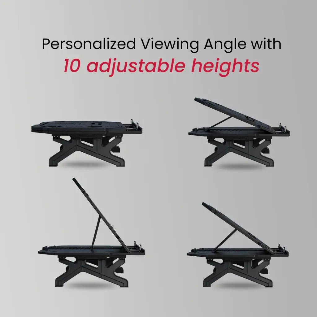 Portronics My Buddy Hexa 33 Laptop Stand with 10 Adjustable Heights and Integrated Phone Holder