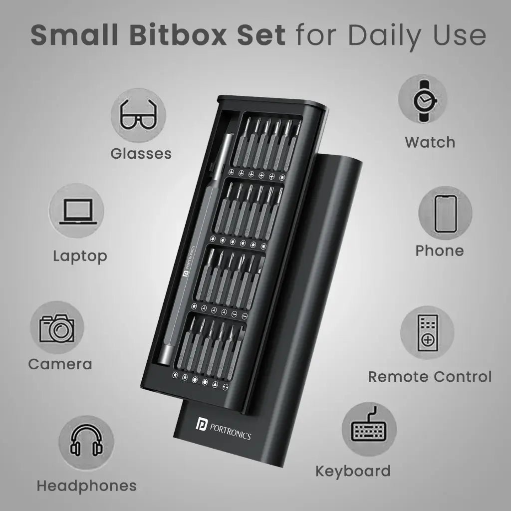 Portronics Bit Box 24-in-1 Precision Magnetic Screwdriver Repair Tool Kit