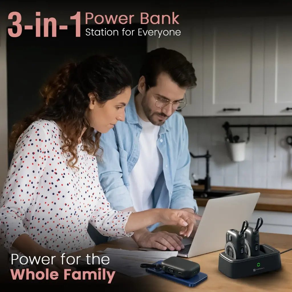Portronics Power Shutter Home POR 2901 3-in-1 Modular Charging Station with Three 10000mAh Detachable Power Banks