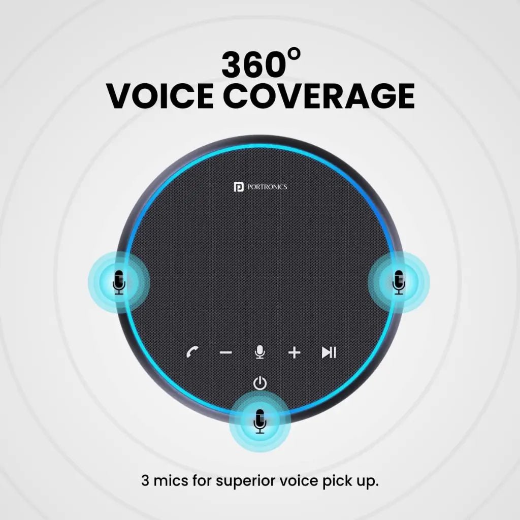 Portronics Talk One POR 1386 Portable Bluetooth 5.1 Conference Speaker with 360-Degree Omnidirectional Voice Coverage
