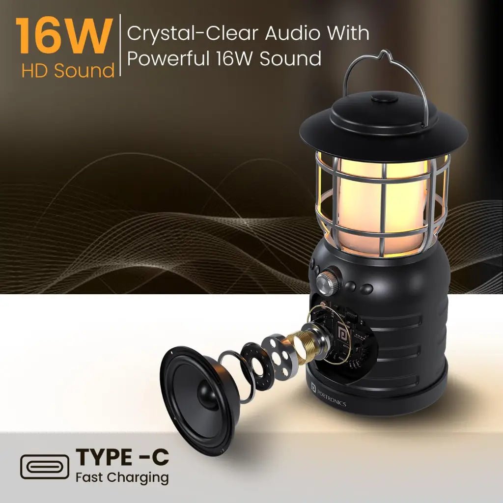Portronics iLumi II 16W Bluetooth 5.3 Portable Speaker with Integrated LED Lamp