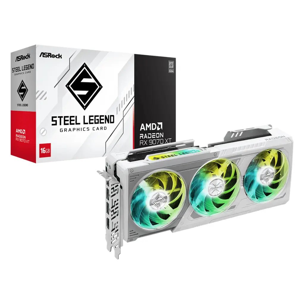 ASRock AMD Radeon RX 9070 XT Steel Legend 16GB GDDR6 Gaming Graphics Card