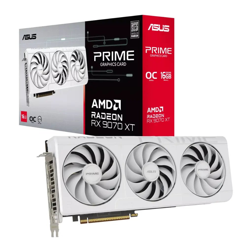 ASUS Prime AMD Radeon RX 9070 XT White OC Edition 16GB GDDR6 Graphics Card