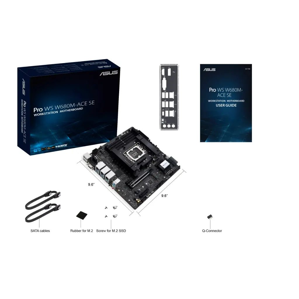 ASUS Pro WS W680M-ACE SE Intel W680 LGA1700 DDR5 Micro-ATX Workstation Motherboard with ECC Memory Support