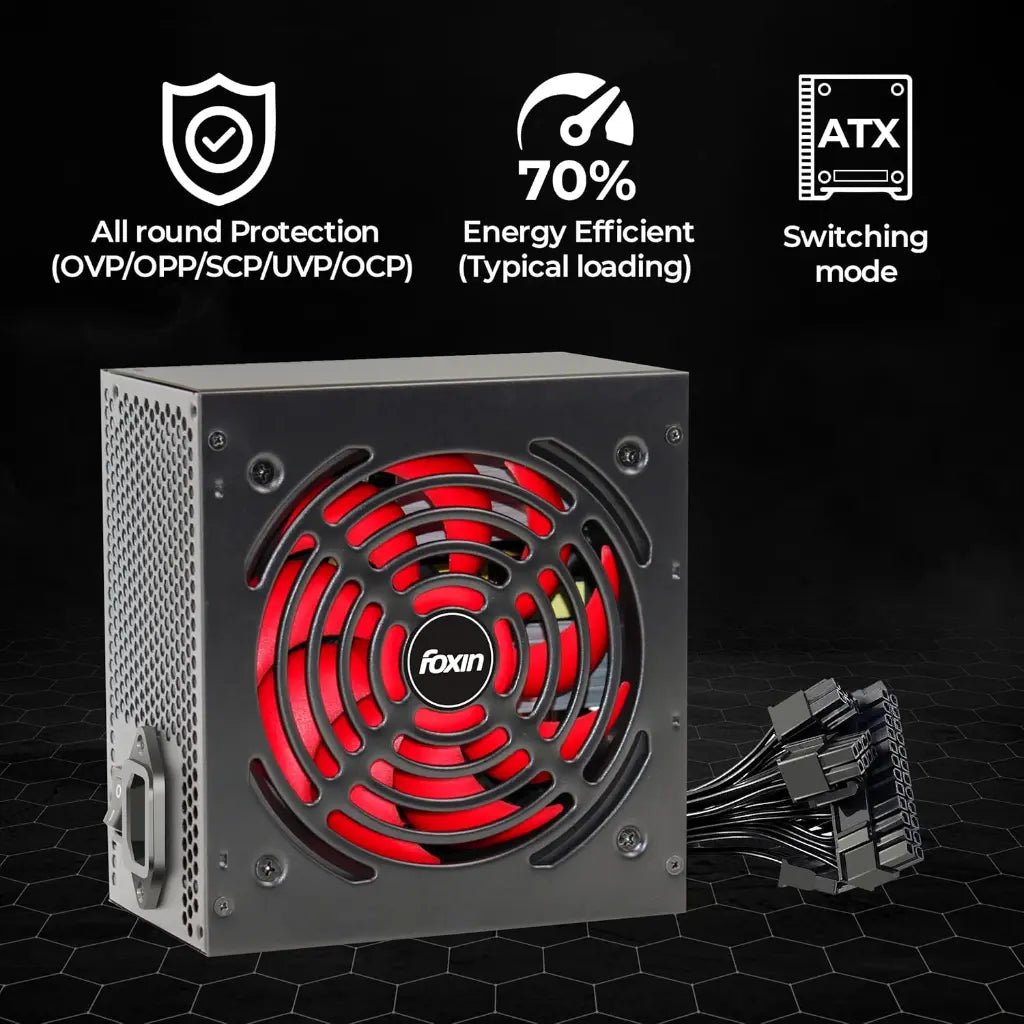 Foxin Vortex FPS-800S 350W ATX Power Supply Unit with 120mm Low-Noise Cooling Fan